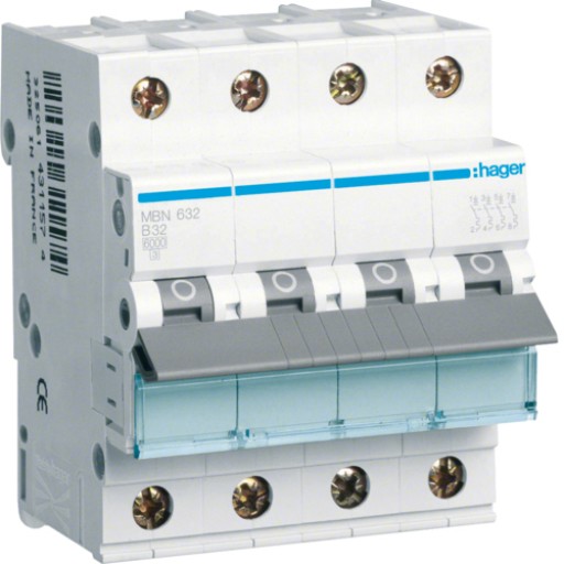 MCB 3P+N 6kA B-32A 4M MBN632 Hager