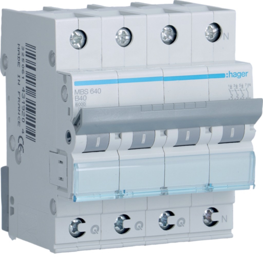 Hager MBS640 LS-Schalter 3P+N 6kA B-40A 4M QC