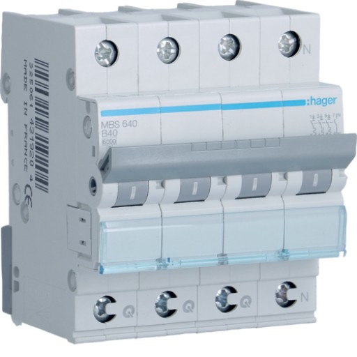 Hager MBS640 LS-Schalter 3P+N 6kA B-40A 4M QC