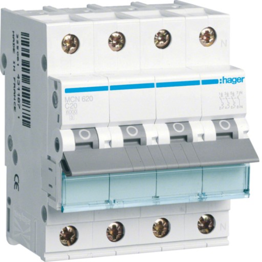 Hager MCN620 LS-Schalter 3P+N polig 6kA C-20A 4M 