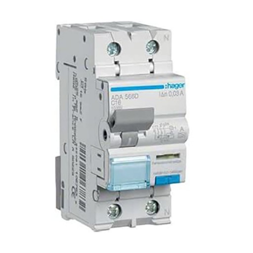RCBO 1P+N 10kA C-16A 30mA A Class ADA566D Hager