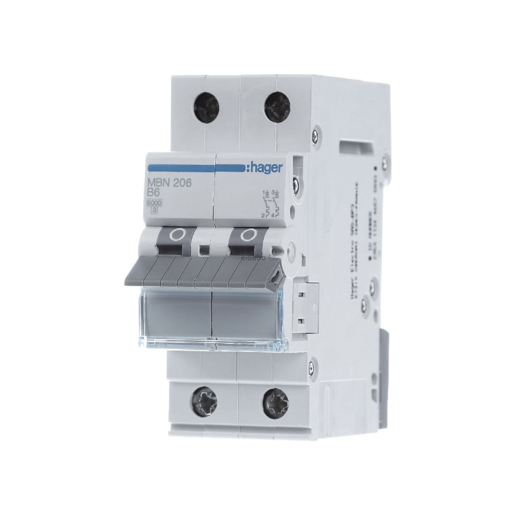 Hager MBN206 LS-Schalter 2 polig 6kA B-6A 2M 