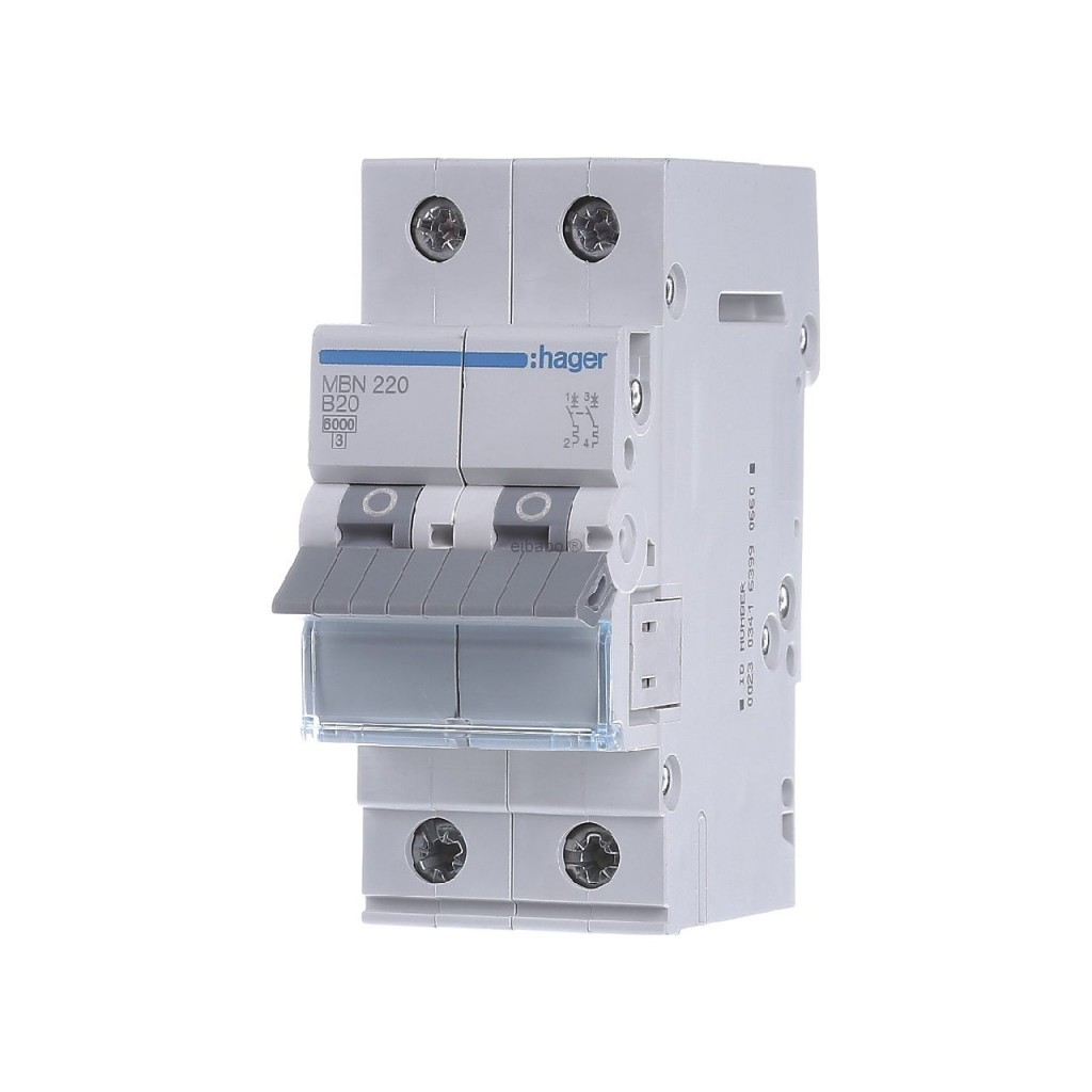 Hager MBN220 LS-Schalter 2 polig 6kA B-20A 2M