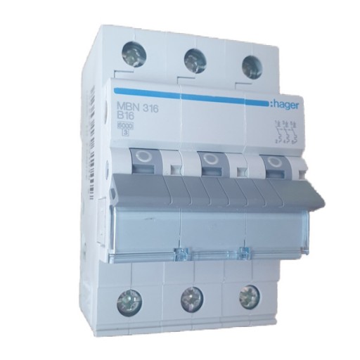 Hager MBN316 LS-Schalter 3 polig 6kA B-16A 3M 