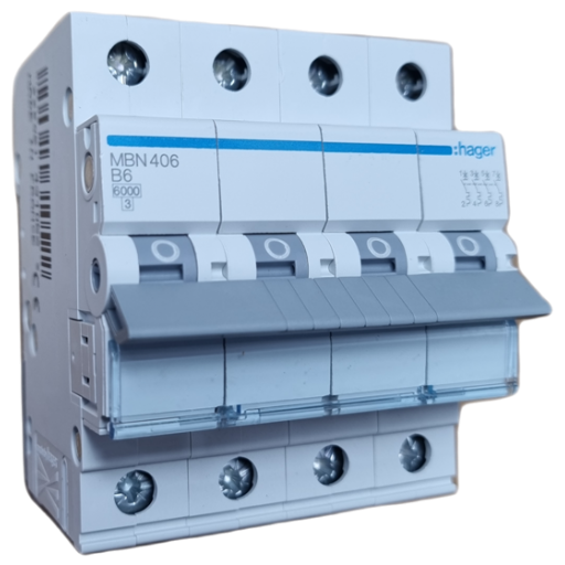 Hager MBN406 LS-Schalter 4 polig 6kA B-6A 4M 