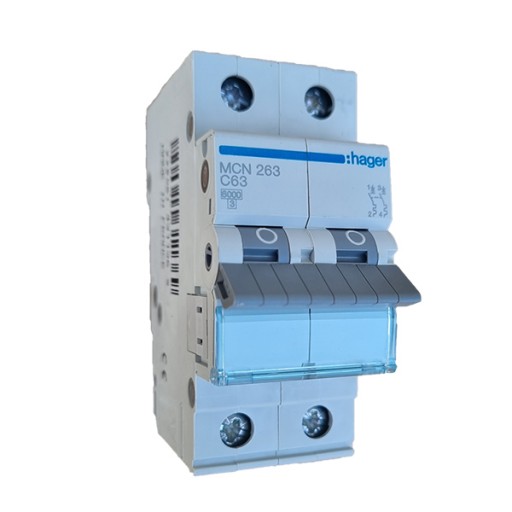 MCB 2P 6kA C-63 2M MCN263A Hager