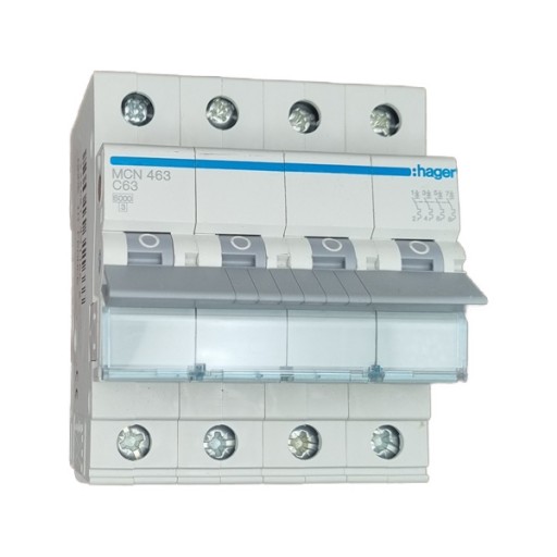 MCB 4P 6kA C-63 4M MCN463 Hager