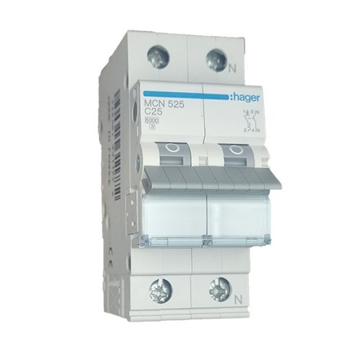 Hager MCN525 LS-Schalter 1P+N 6kA C-25A 2M