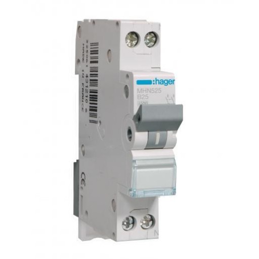 MCB 1P+N 4.5kA B-25A 1M MHN525 Hager
