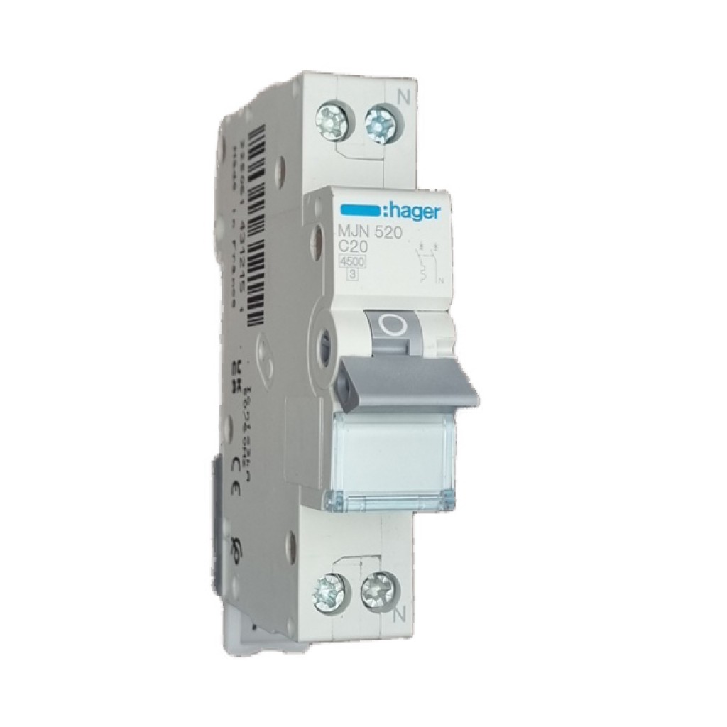 MCB 1P+N 4.5kA C-20A 1M MJN520 Hager