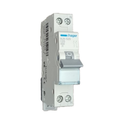 MCB 1P+N 4.5kA C-25A 1M MJN525 Hager