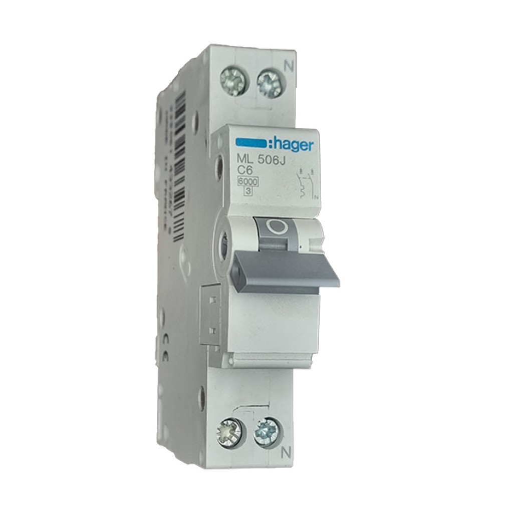Hager  ML506J LS-Schalter 1P+N 6kA C-6A 1M