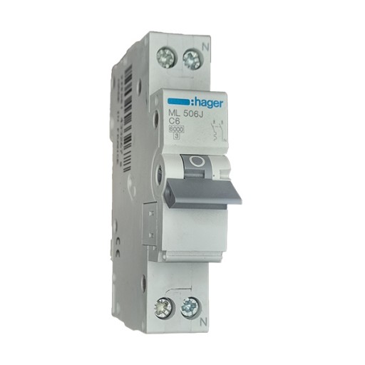 Hager  ML506J LS-Schalter 1P+N 6kA C-6A 1M