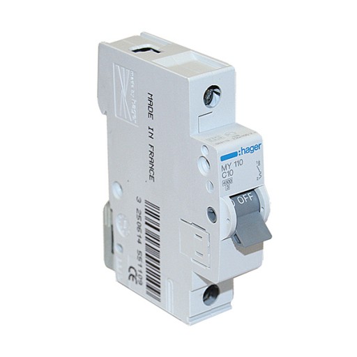 MCB 1P 4.5kA C-10A 1M MY110 Hager