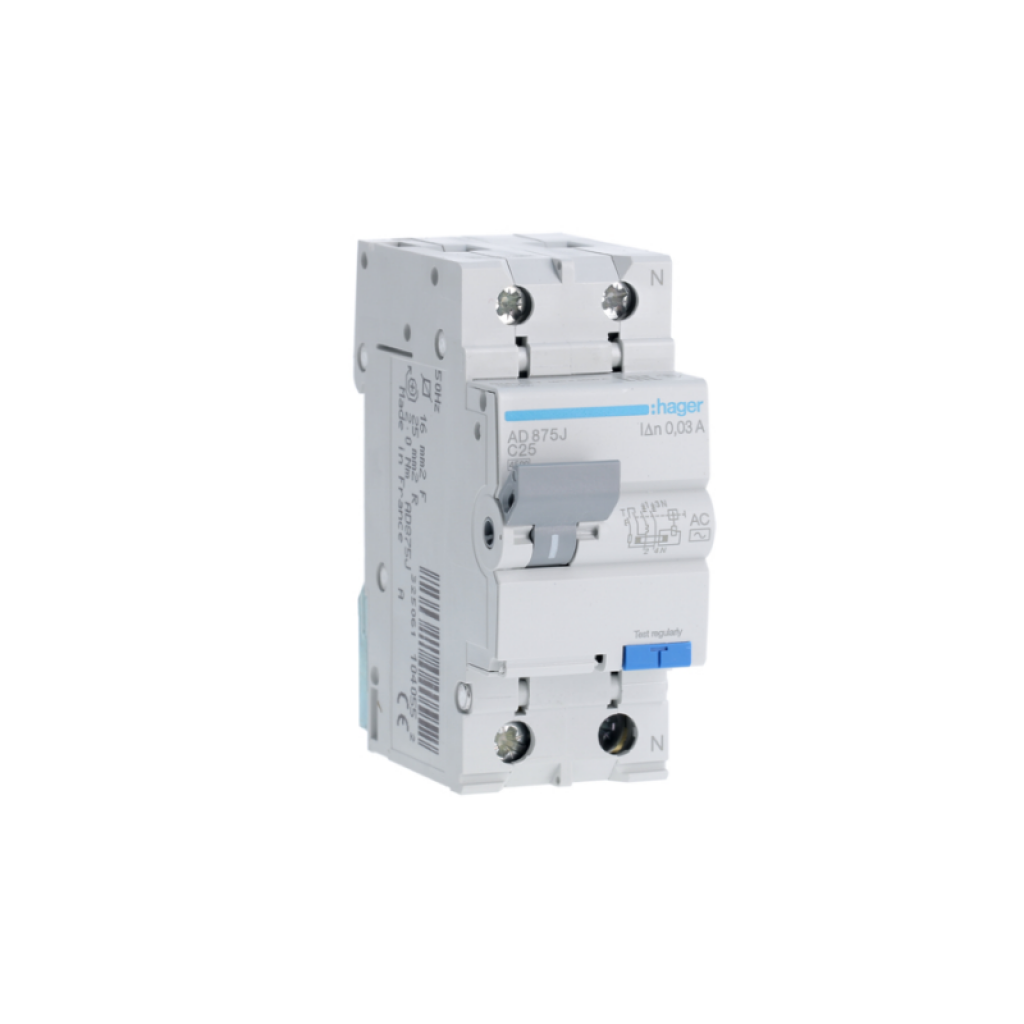 Hager FI-LS 1P+N 4.5kA C25A 30mA Typ AC AD875J