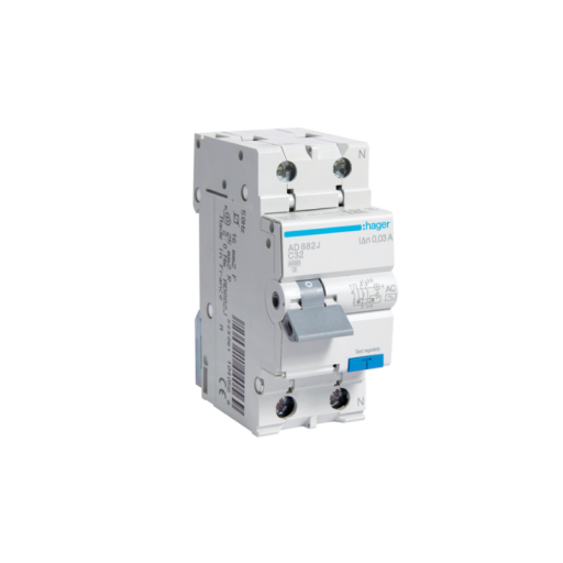 RCBO 1P+N 4.5kA C-32A 30mA AC Class AD882J Hager