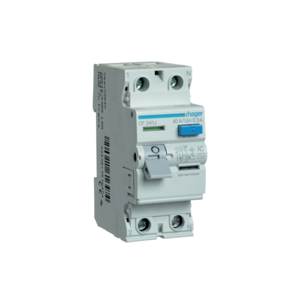 Hager CF241J FI-Schutzschalter 2-polig 6kA 40A 300mA Typ AC 