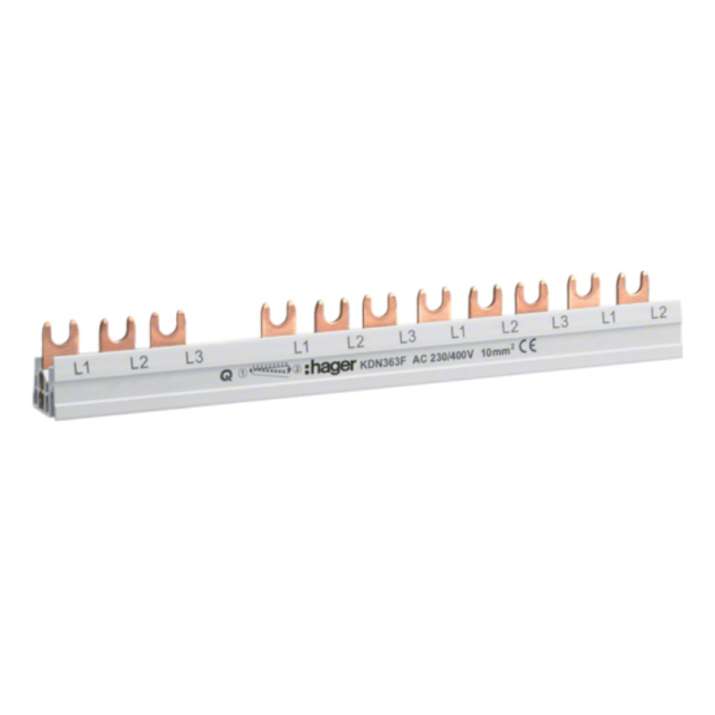 Busbar 10mm² 63A L1L2L3_L1L2L3L1L2L3L1L2L KDN363F Hager