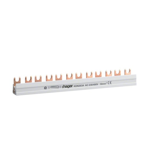 Busbar 2P 63A fork 10mm² 12M KDN263A Hager
